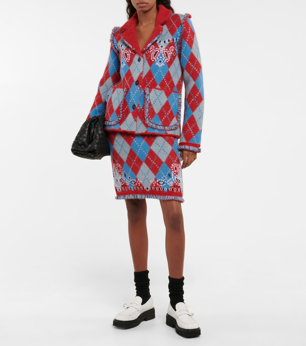 Alanui - Bandana Argyle wool-blend skirt