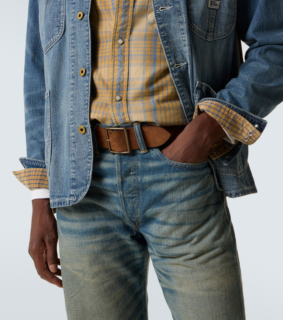 RRL Jones distressed leather belt