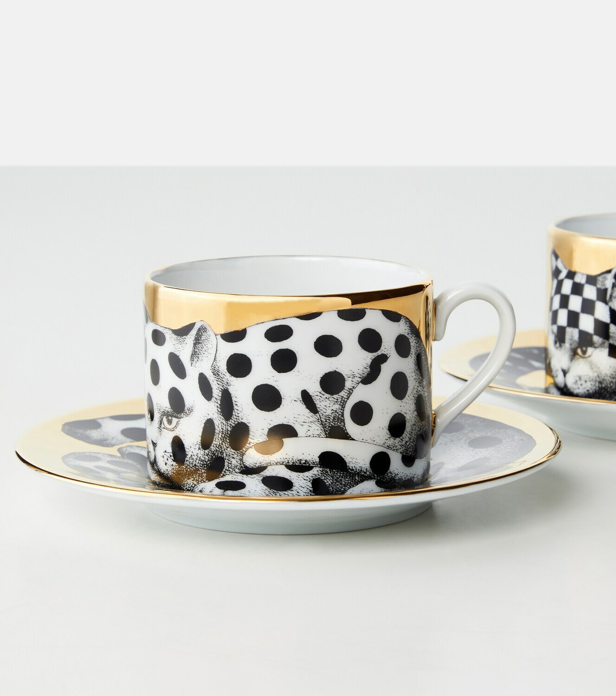 Fornasetti High Fidelity set of 2 porcelain teacups