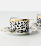 Fornasetti High Fidelity set of 2 porcelain teacups