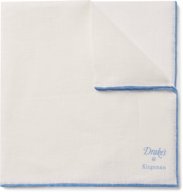 Photo: Kingsman - Drake's Linen Pocket Square - Blue
