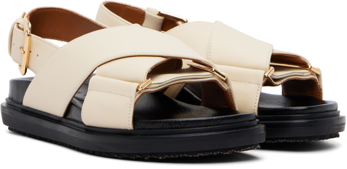 Marni Off-White Leather Fussbett Sandals