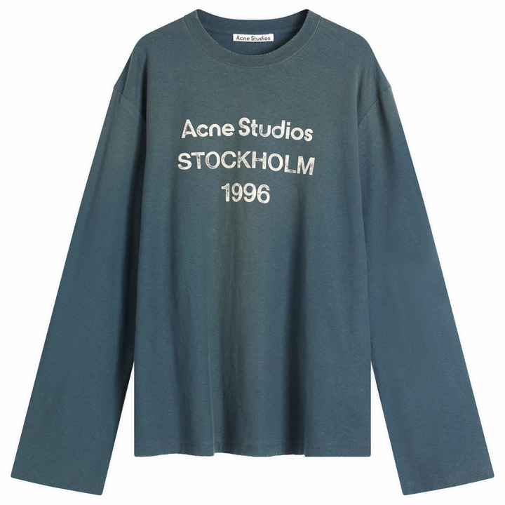 Photo: Acne Studios Men's 1996 Edden Long Sleeve T-Shirt in Deep Blue