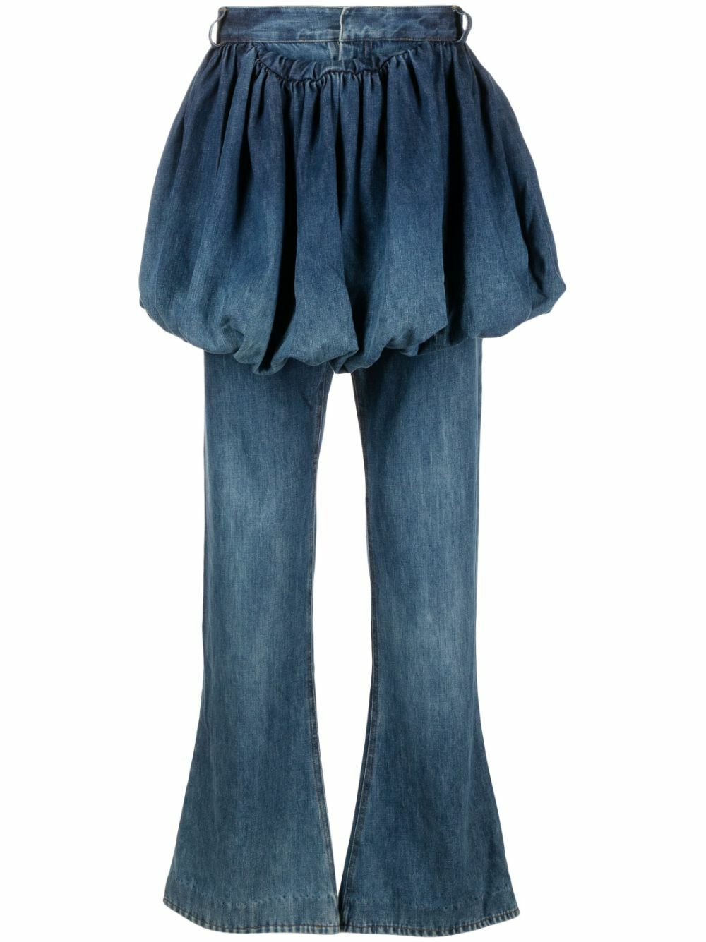 AARON ESH Blue Skirt Overlay Flared Jeans