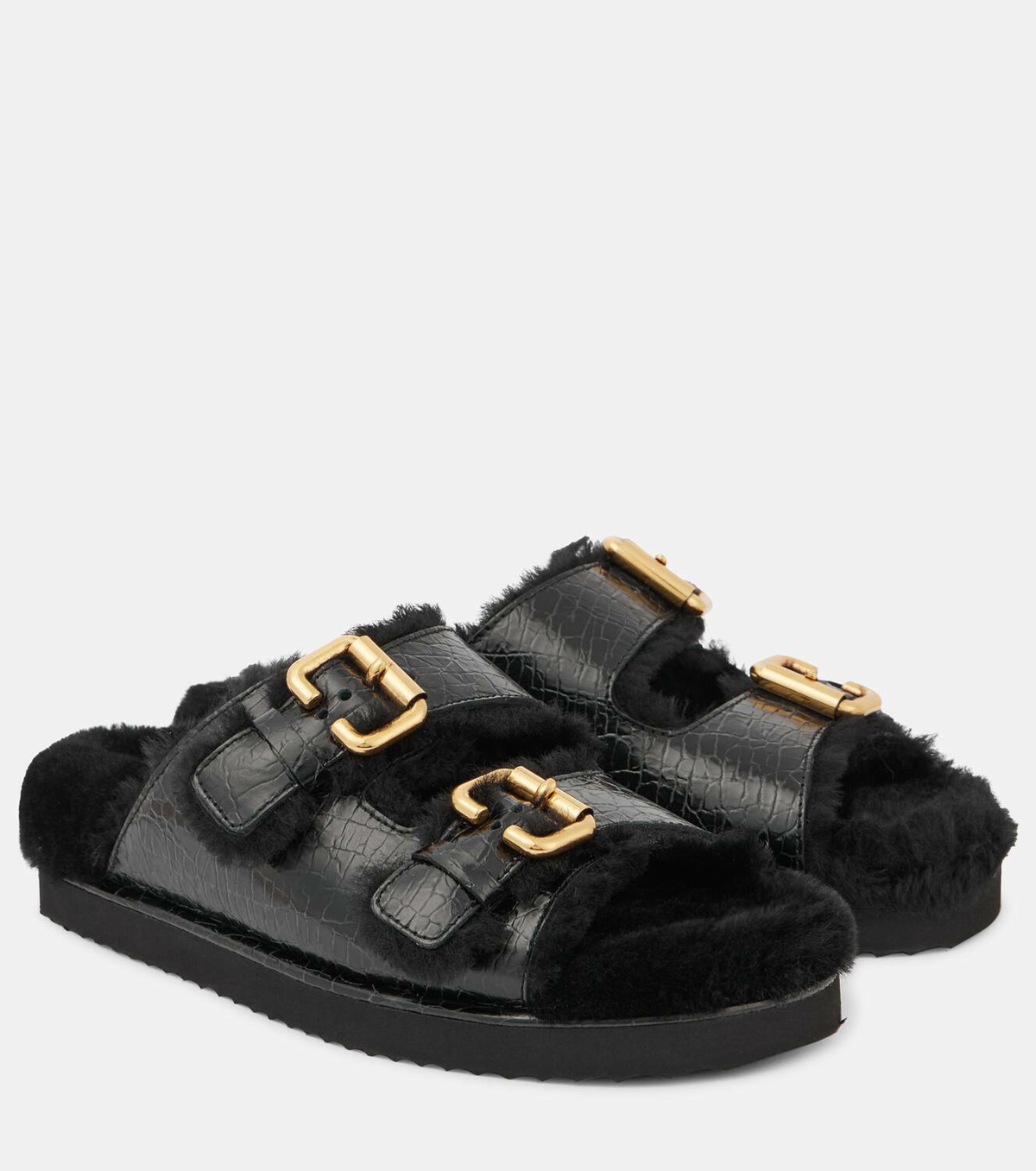 ＊CHLOE クロエ＊ Nil Shearling Leather Sandals Chloé Nil shearling-lined leather sandals Chloe