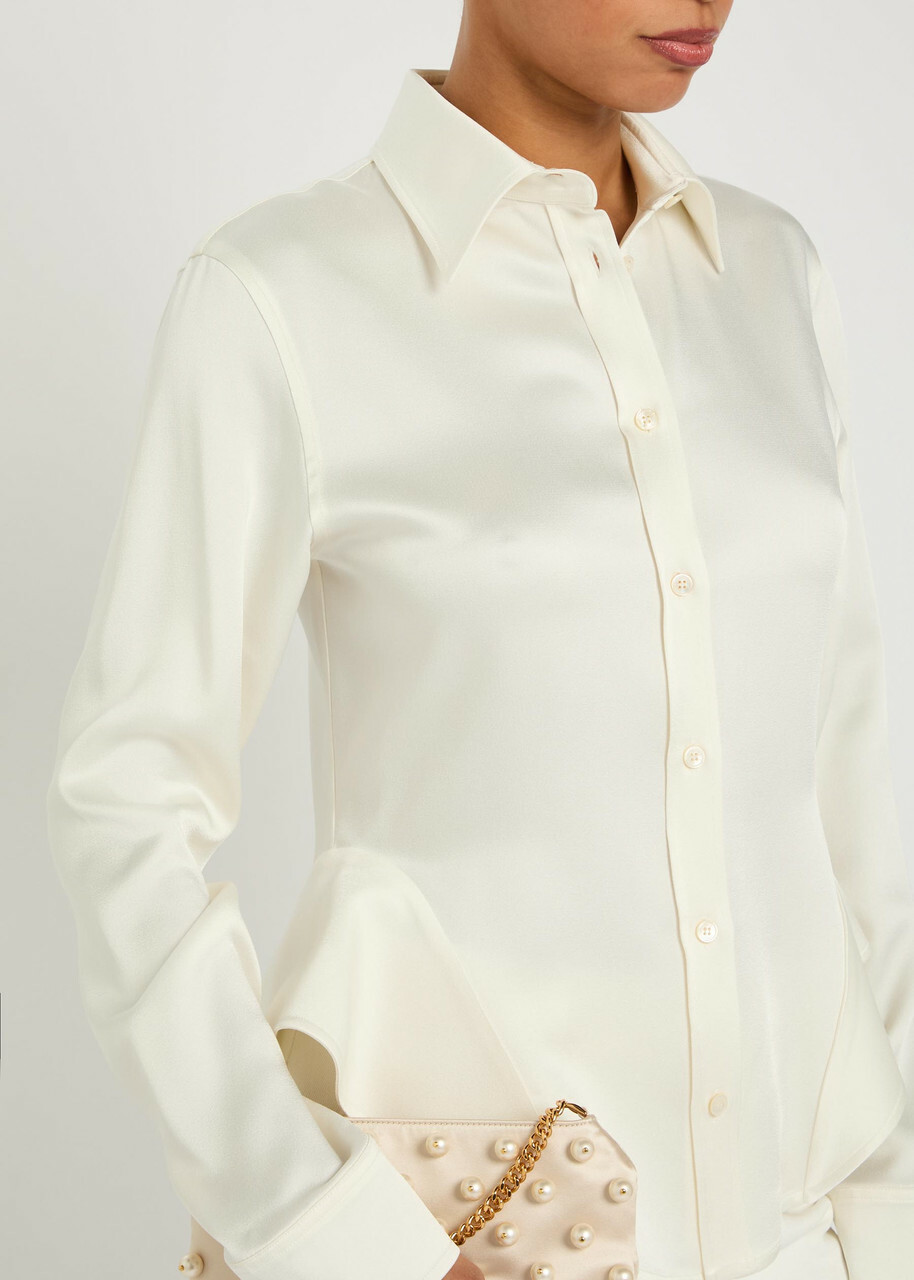Stella Mccartney Peplum Satin-crepe Shirt Cream