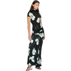 ALAÏA Black Draped Printed Maxi Dress