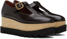 Stella McCartney Brown Sneak-Elyse T-Bar Platform Mary Jane Loafers
