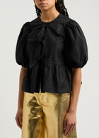 Ganni Tie-front Cotton-poplin Blouse Black