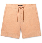 Sease - Sunset Suede-Trimmed Linen Shorts - Orange