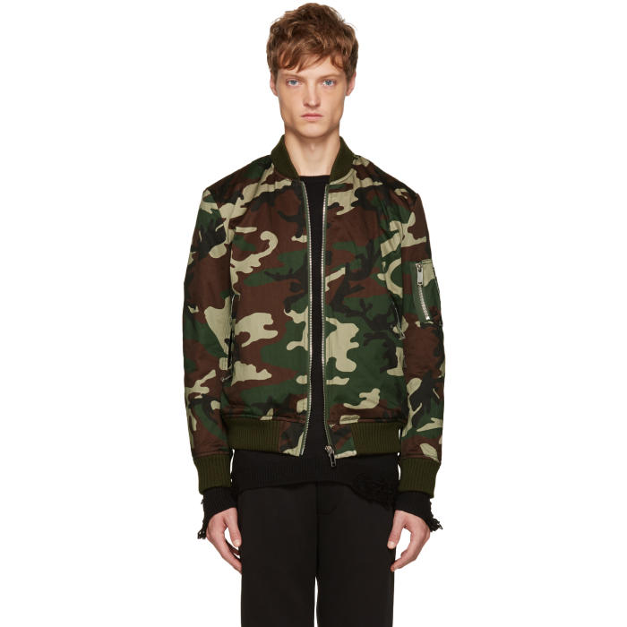 Christian Dada Green Camo Araki Patch Bomber Jacket Christian Dada