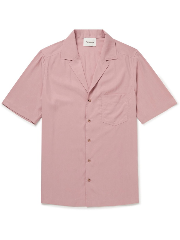 Photo: NANUSHKA - Venci Camp-Collar Lyocell-Blend Shirt - Pink