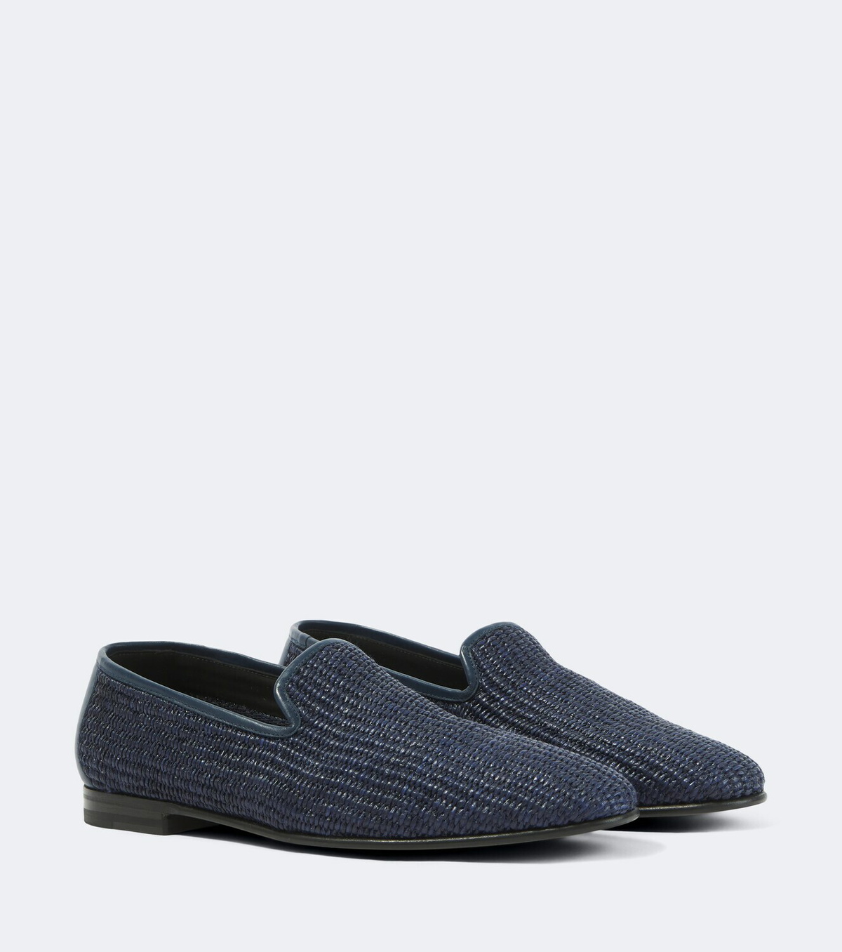 Manolo Blahnik Mario leather-trimmed raffia loafers