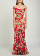 Etro Floral Print Lace Maxi Dress Multicoloured