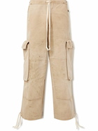 Greg Lauren - Wide-Leg Distressed Cotton-Canvas Drawstring Cargo Trousers - Brown