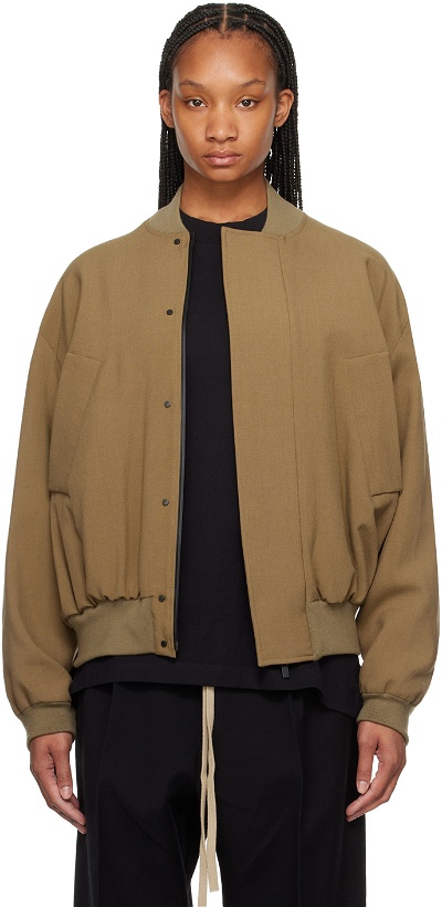 Photo: Fear of God Brown Stand Collar Bomber Jacket