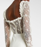 Alessandra Rich Bow-detail lace-trimmed cady gown