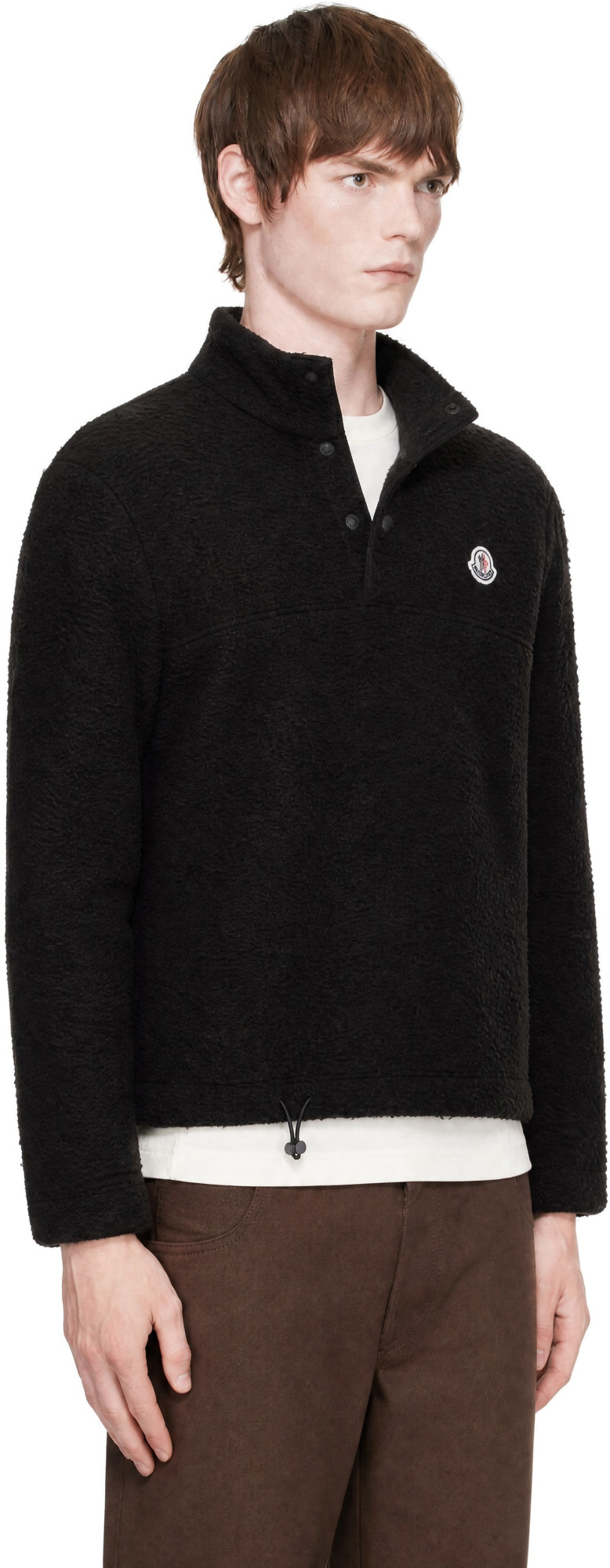 Moncler Brown Half-Button Wool Sweater