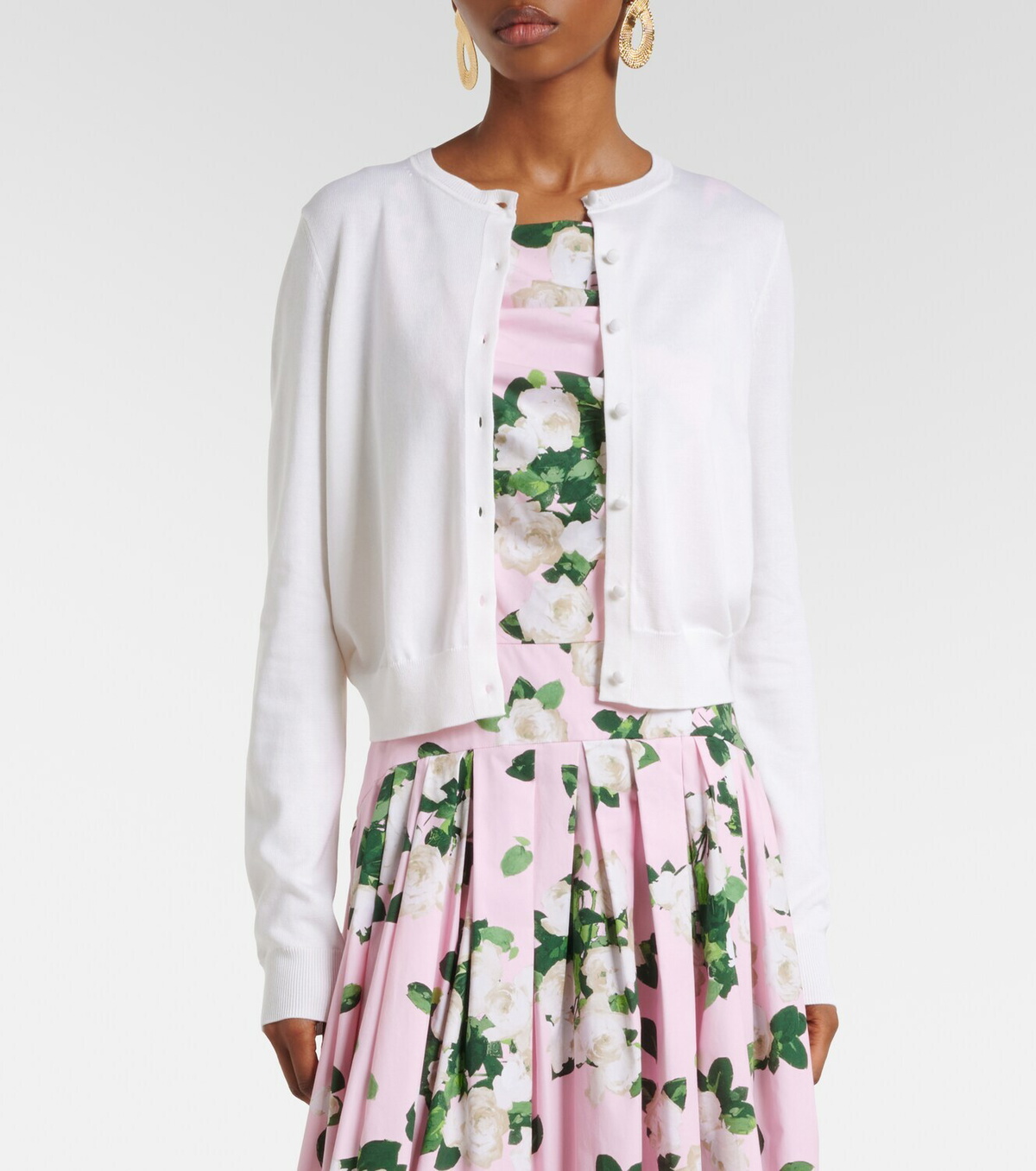 Carolina Herrera Cropped silk and cotton cardigan