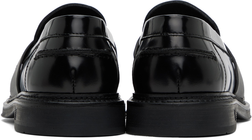 Emporio Armani Black Brushed Leather Loafers Emporio Armani display picture 3