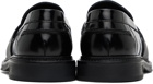 Emporio Armani Black Brushed Leather Loafers