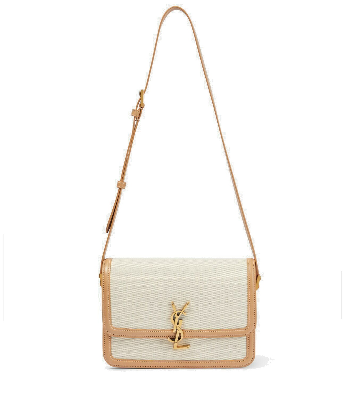 Saint Laurent Solferino Medium Canvas Crossbody Bag in Natural