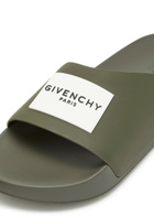 Givenchy Logo Rubber Sliders Khaki