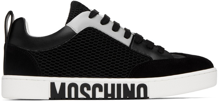 Photo: Moschino Black & Gray Side Logo Sneakers