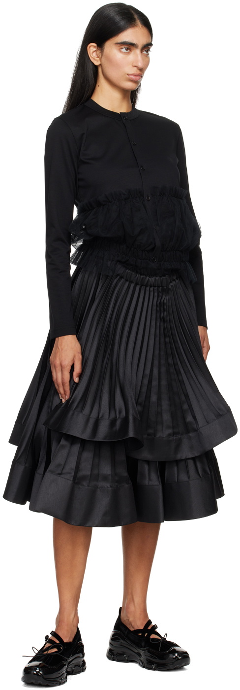 Noir Kei Ninomiya Black Ruffled Trim Cardigan