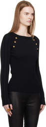 Balmain Black Knit Buttons Sweater