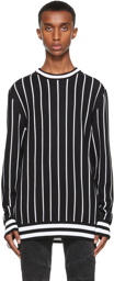 Balmain Black & White Striped Back Logo Sweater