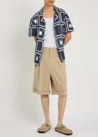 Che Tejer Patchwork Crochet Open-knit Shirt Navy