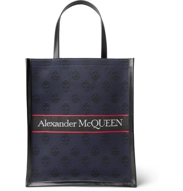 Photo: ALEXANDER MCQUEEN - Logo-Jacquard Leather Tote Bag - Blue