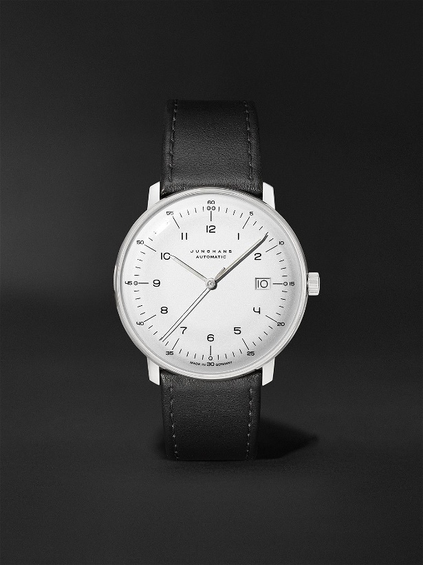 Photo: Junghans - Max Bill Automatic 38mm Stainless Steel and Leather Watch, Ref. No. 027/4700.02