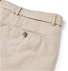 Officine Generale - Paul Slim-Fit Belted Garment-Dyed Cotton and Linen-Blend Suit Trousers - Neutrals