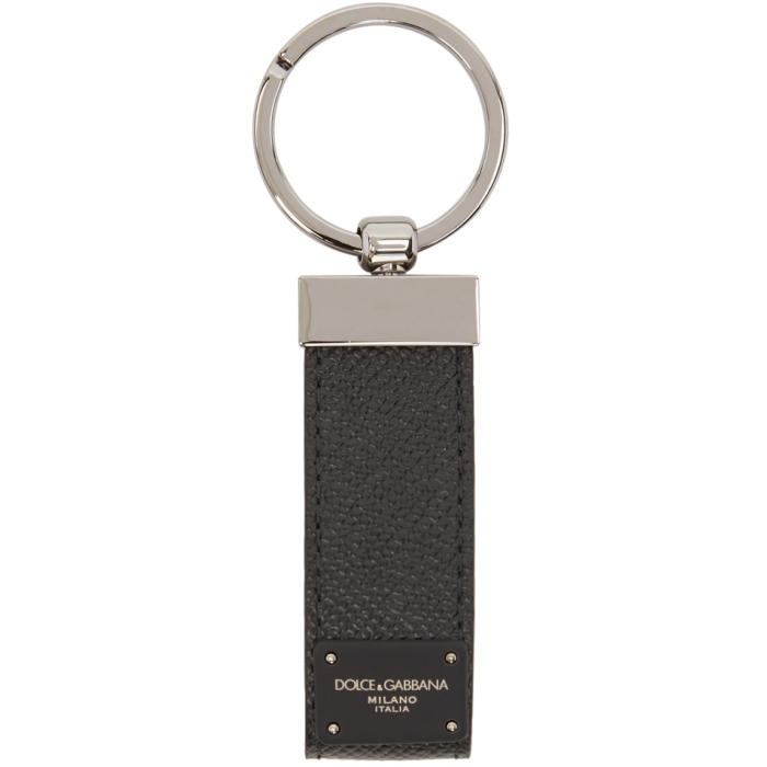 Photo: Dolce and Gabbana Black Classic Leather Keychain 