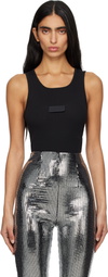 MM6 Maison Margiela Black Ribbed Jersey Tank Top