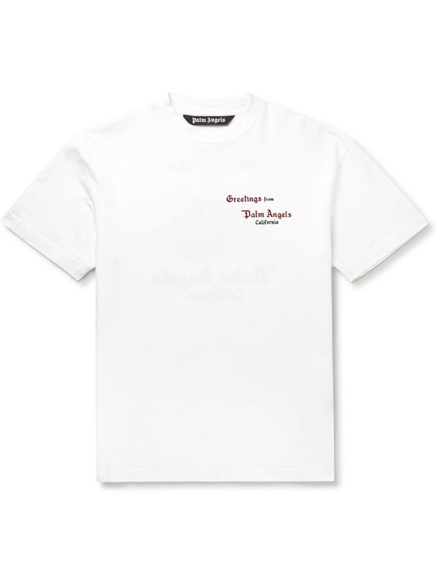 Photo: Palm Angels - Logo-Print Cotton-Jersey T-Shirt - White