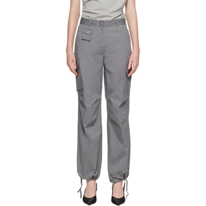Photo: GANNI Gray Stretch Cotton Pocket Cargo Pants