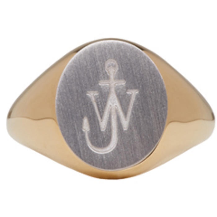 Photo: JW Anderson Gold and Silver Logo Signet Ring