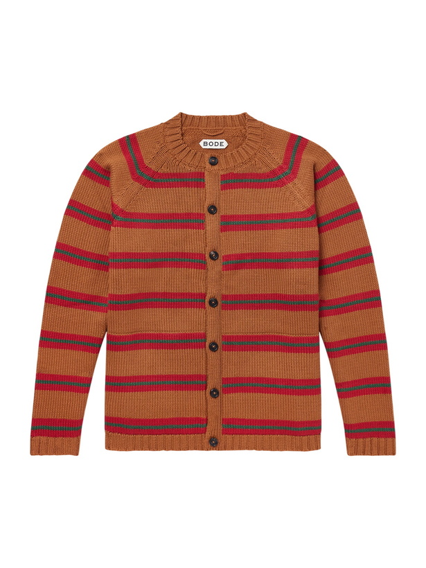 Photo: BODE - Holly Striped Cotton and Merino Wool-Blend Cardigan - Orange