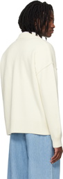 AMI Paris Off-White Wool Contrasted Ami de Coeur Cardigan