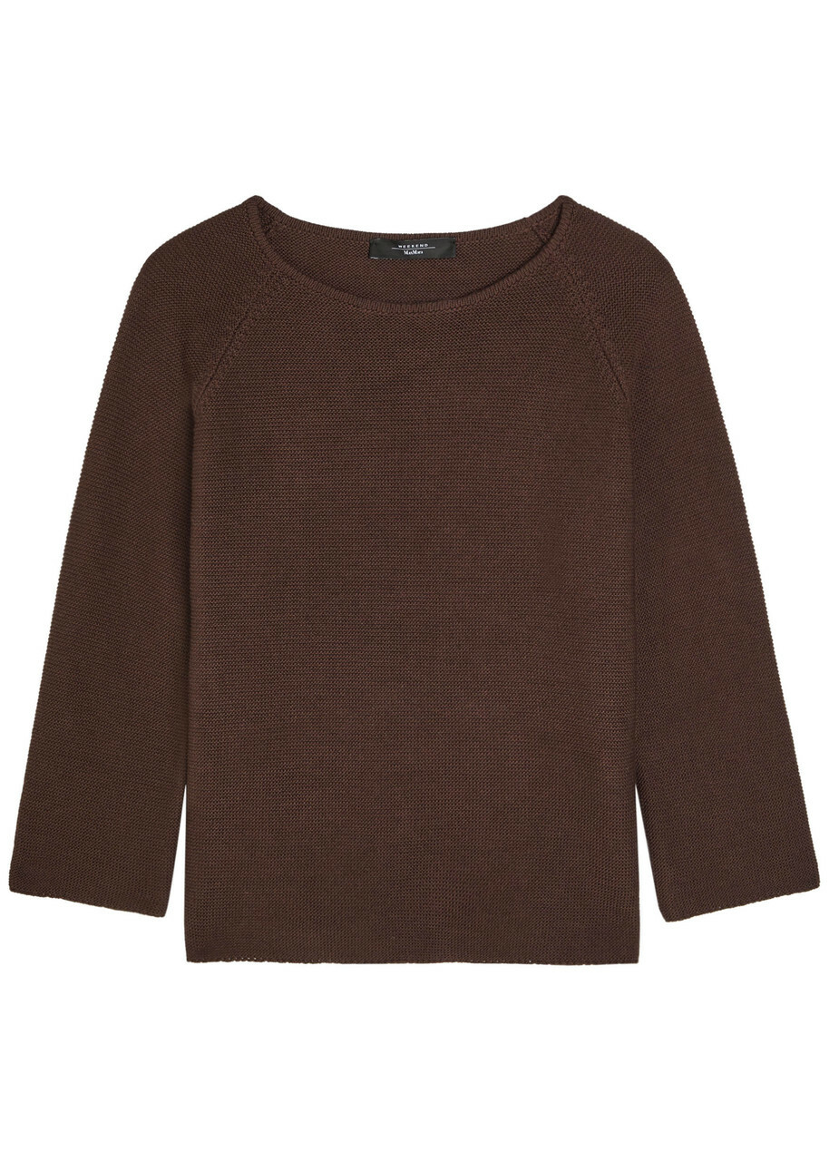 Weekend Max Mara Addotto Knitted Cotton Jumper Brown
