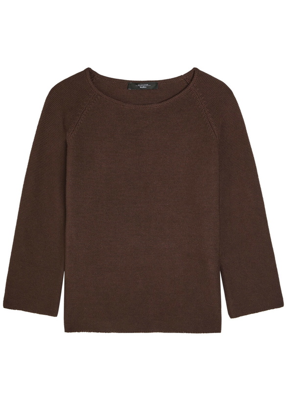 Photo: Weekend Max Mara Addotto Knitted Cotton Jumper Brown