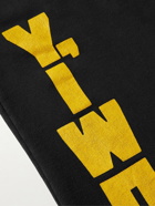 Y,IWO - Tapered Logo-Print Cotton-Jersey Sweatpants - Black