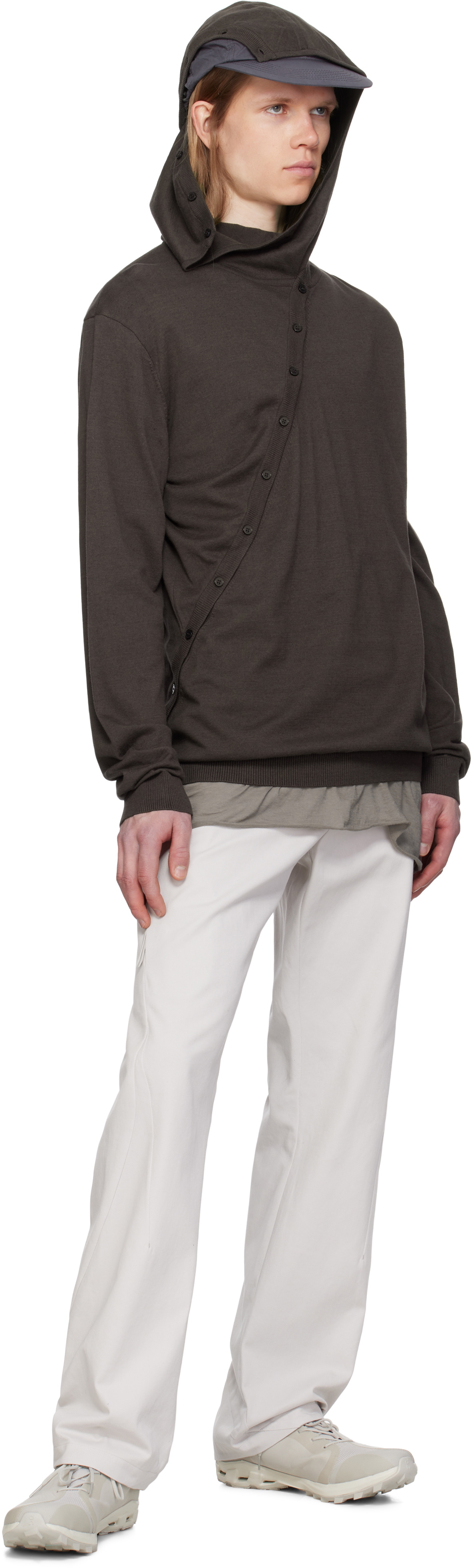 POST ARCHIVE FACTION (PAF) Brown 8.0 Knit Center Hoodie