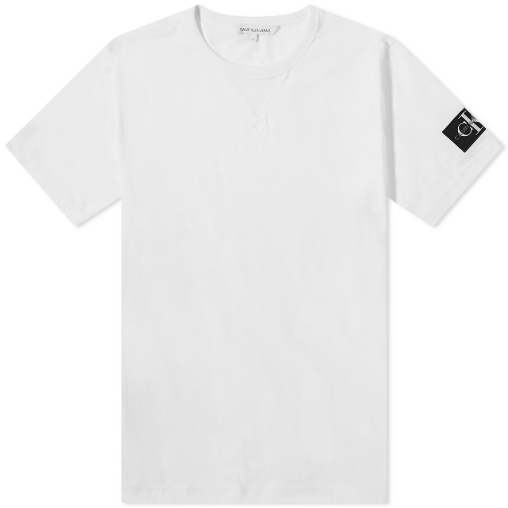 Calvin Klein Men's Monogram Sleeve Badge T-Shirt in Bright White Calvin  Klein