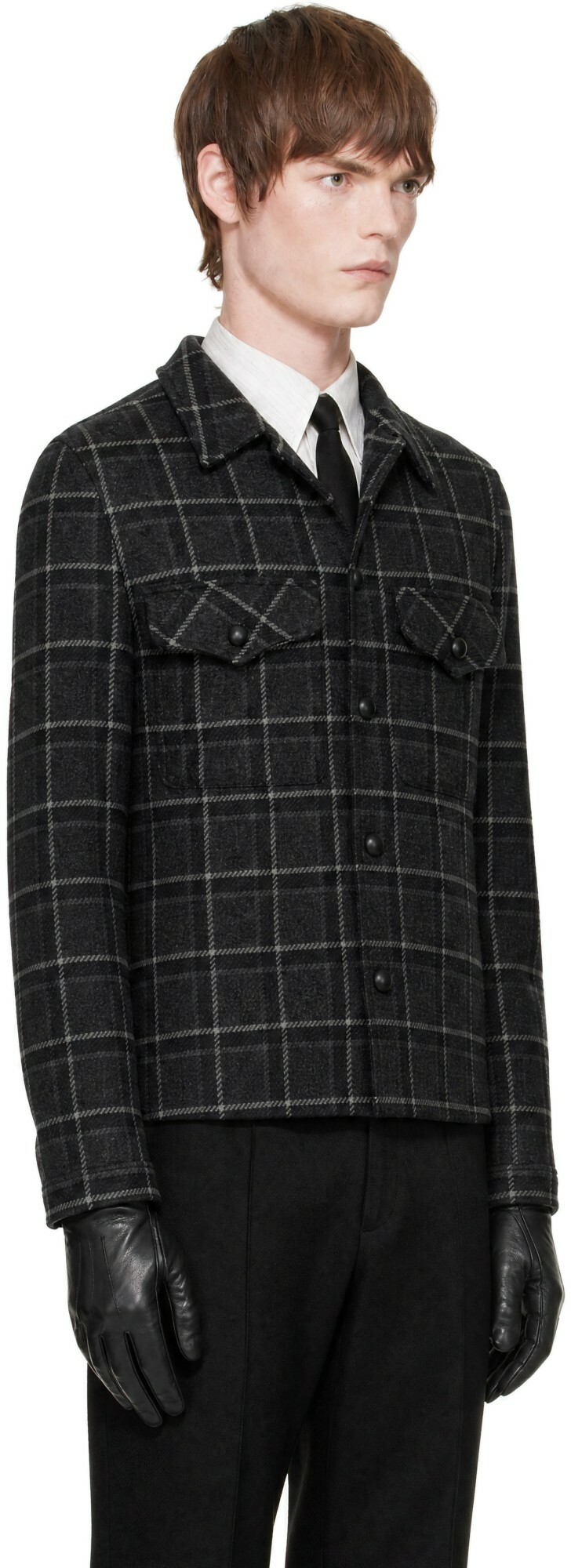 Ernest W. Baker SSENSE Exclusive Gray Check Overshirt