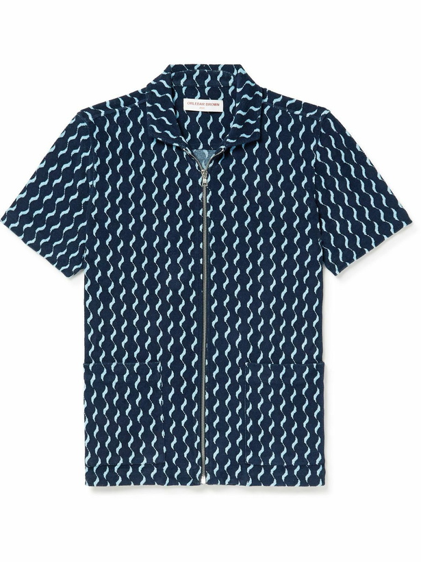 Photo: Orlebar Brown - Sommerland Printed Cotton-Blend Terry Shirt - Blue