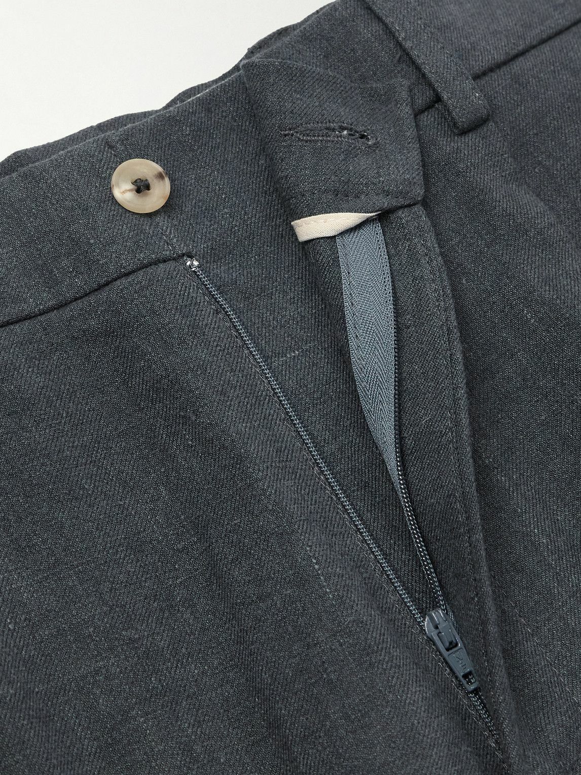 De Bonne Facture - Straight-Leg Pleated Linen and Wool-Blend Suit Trousers - Gray